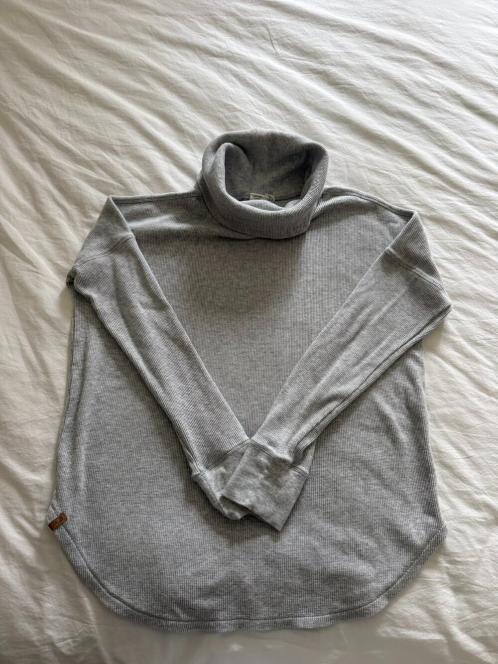Tentree Gray Waffle Knit Turtleneck Top Organic Cotton Lyocell Size L
